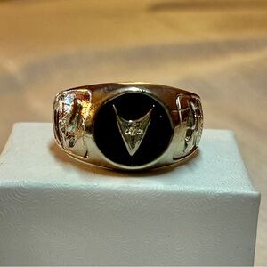 Men’s 9.25 Sterling Silver Star Trek Ring with one Round Cut Cubic  Zirconia